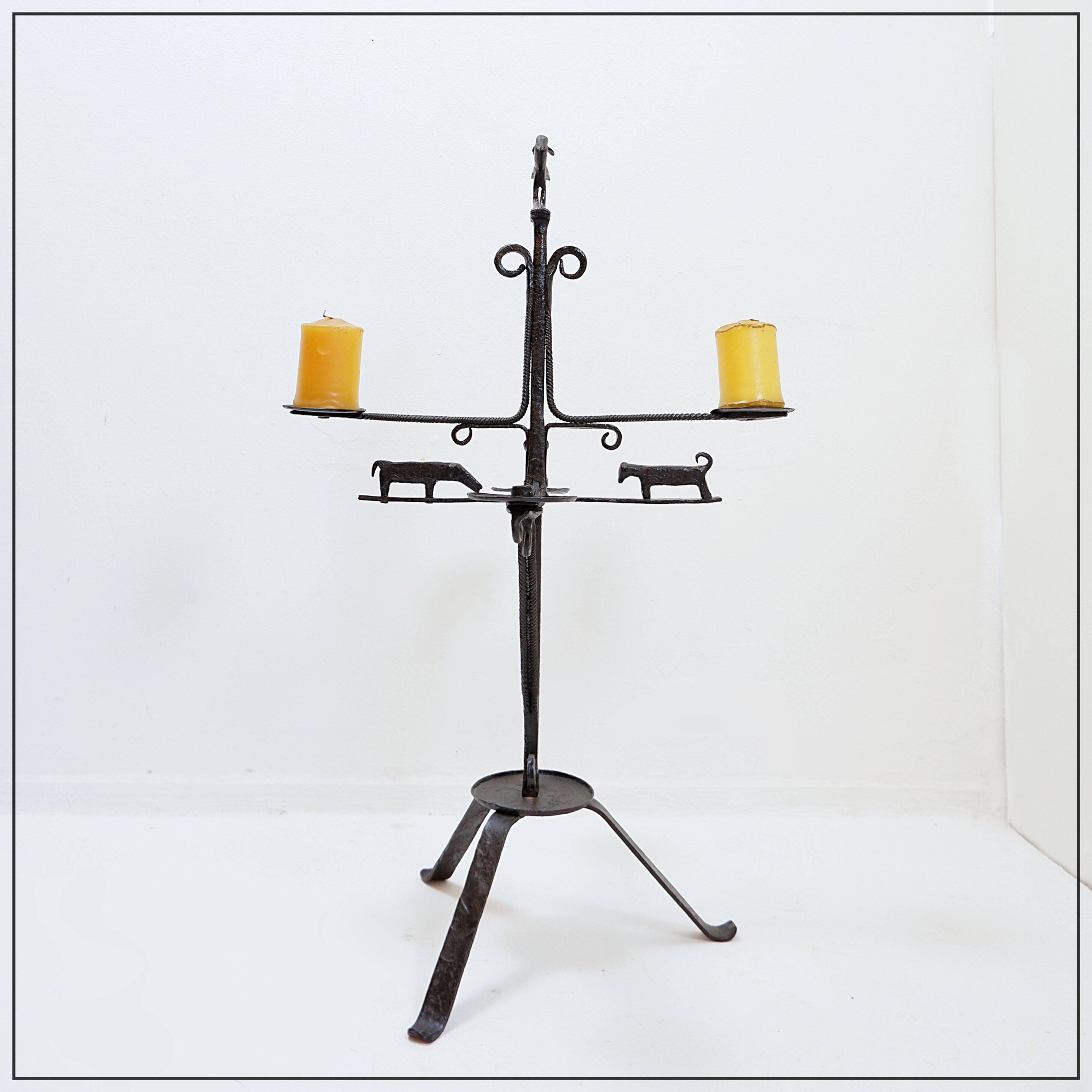 Wrought iron candle holder - France, 20th century