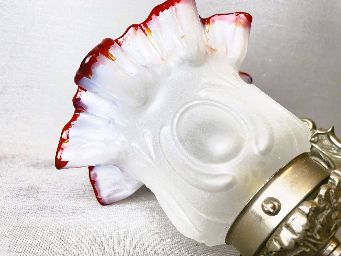 Portuguese mid century frosted glass tulip wall sconce lamp