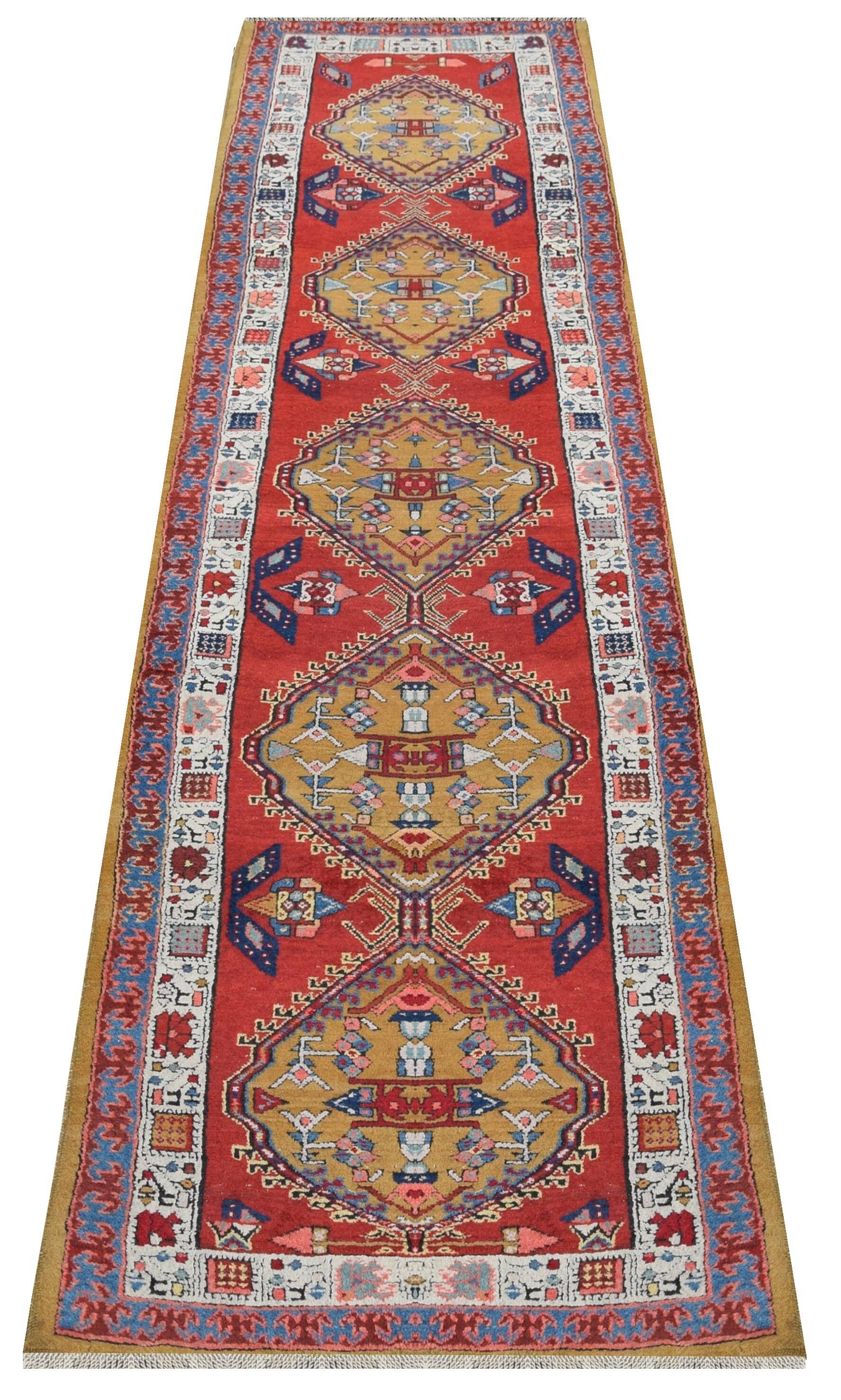Persian Iran Sarab Runner Rug: 0.98 X 3.72 Meters - Handmade