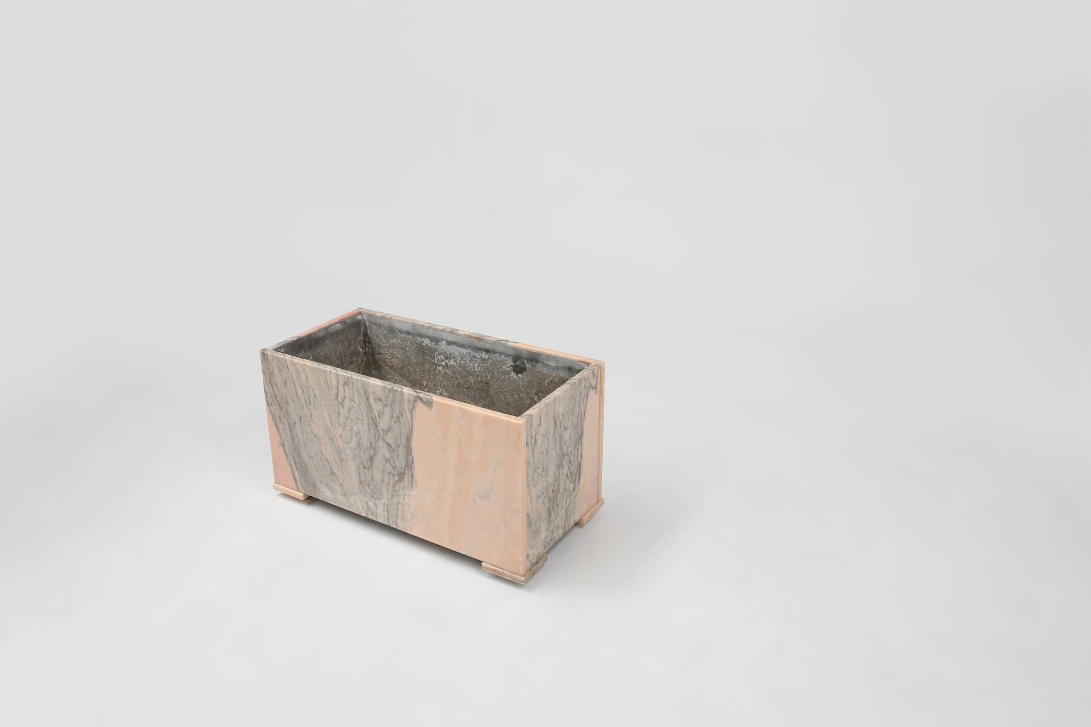 Large marble planter in pink marble, Belgium ca. 1980