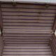 Old wooden trunk covered leather travel chest
