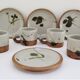 Four pottery cups and saucers from La Colombe Vallauris