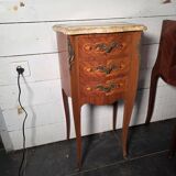 Louis XV style curved bedside table in marquetry