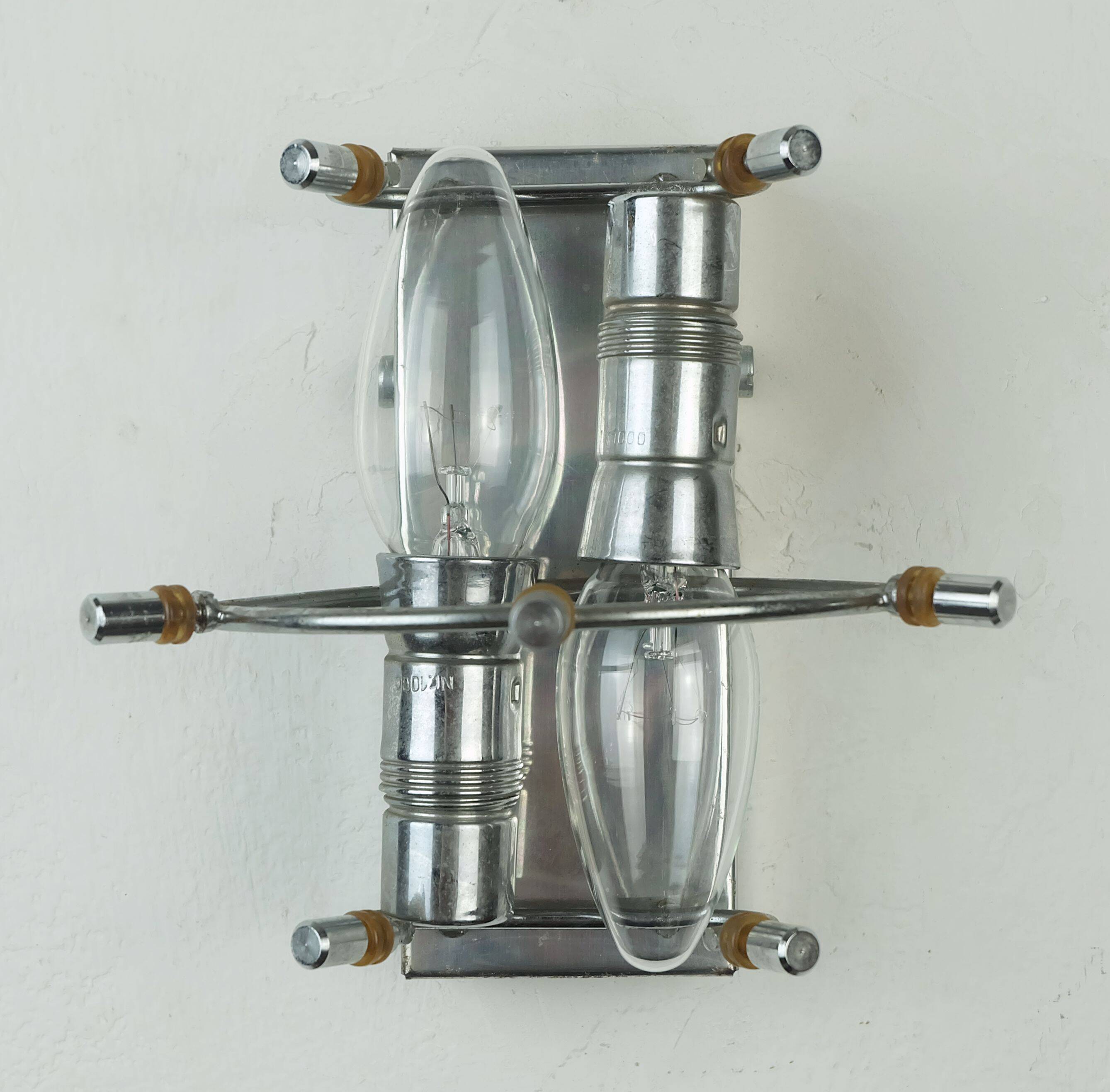 Elegant mid century sconce crystal glass prisms and chrome by kinkeldey 196