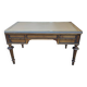 Double-sided flat desk in Louis XVI style made of mahogany and leather.