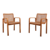 Pair of beech and cane armchairs - Olivo Pietro, Italy - 1990