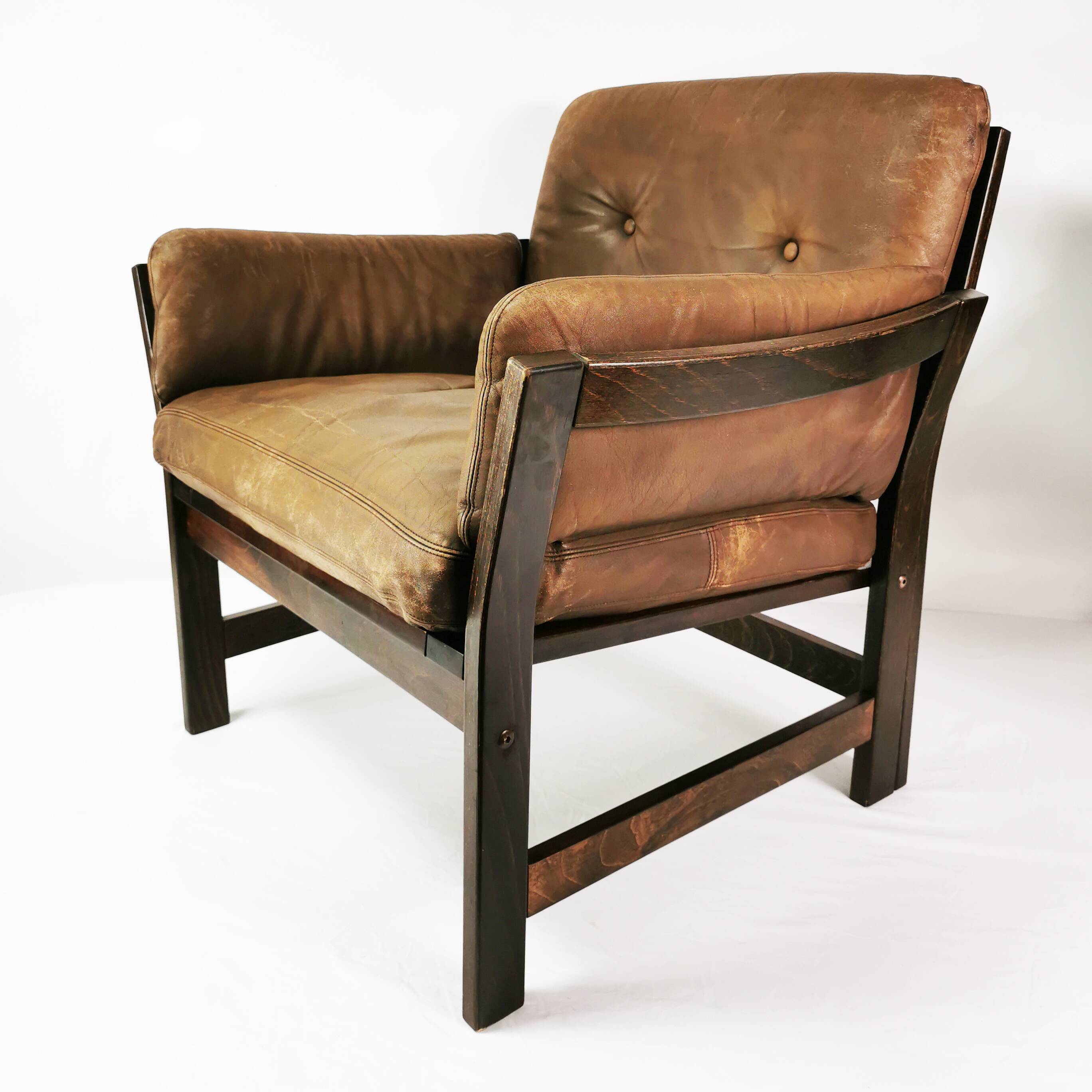 Mid-century leather armchair, Denmark, 1960s