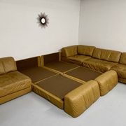 Large modular corner sofa De Sede DS-76, 6 vintage leather modules