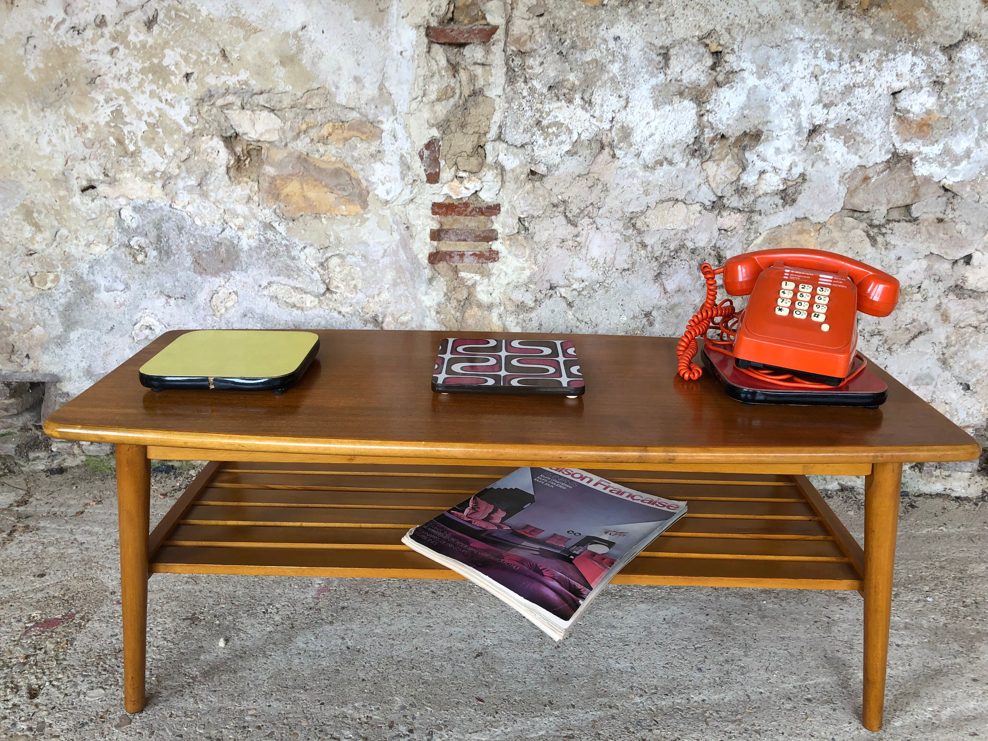 Scandinavian teak coffee table in the 70s