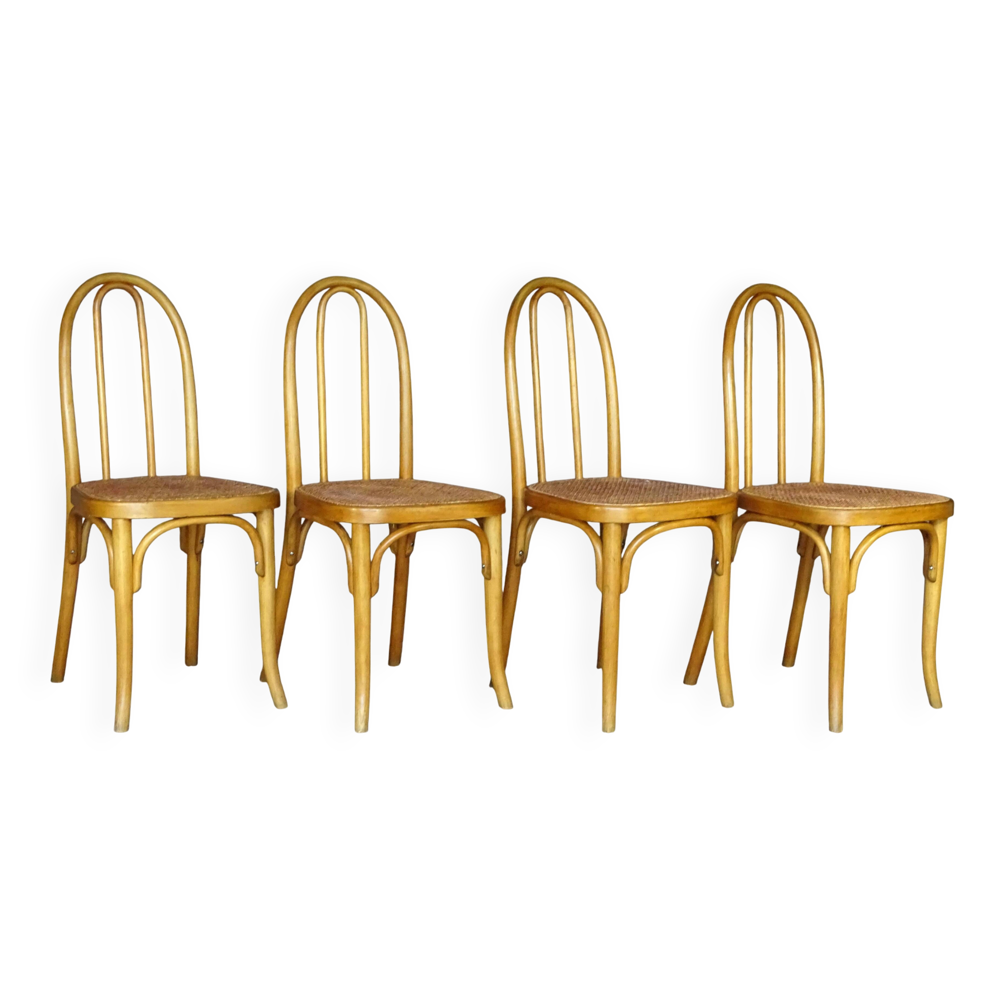 Set of 4 THONET chairs No. A 738 from 1920, caned - bistro -