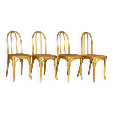Set of 4 THONET chairs No. A 738 from 1920, caned - bistro -