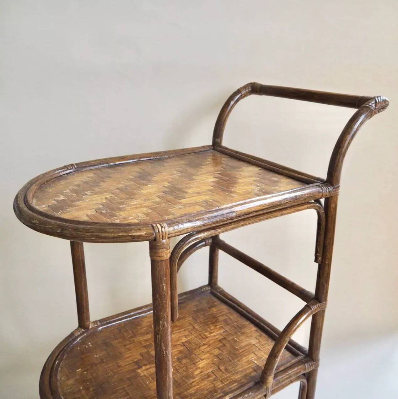 Rattan serving trolley
