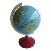 vintage world map, burgundy plastic base