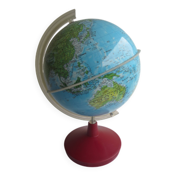 vintage world map, burgundy plastic base