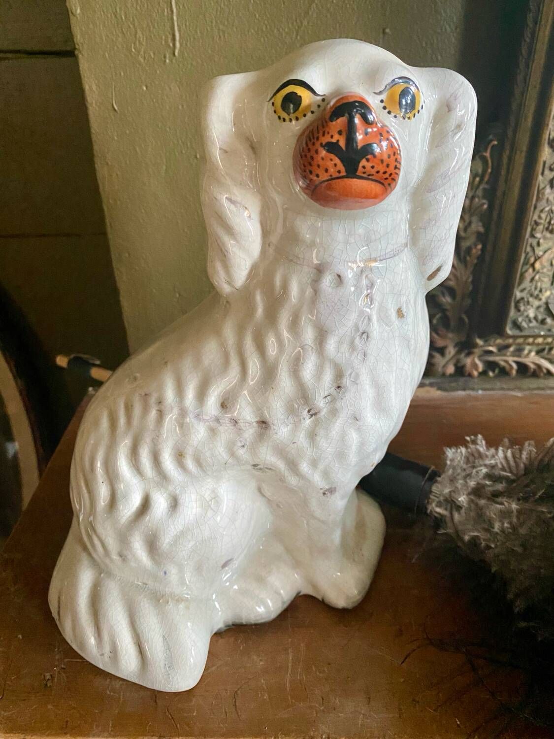 Pair of ceramic Staffordshire dogs late 19th century