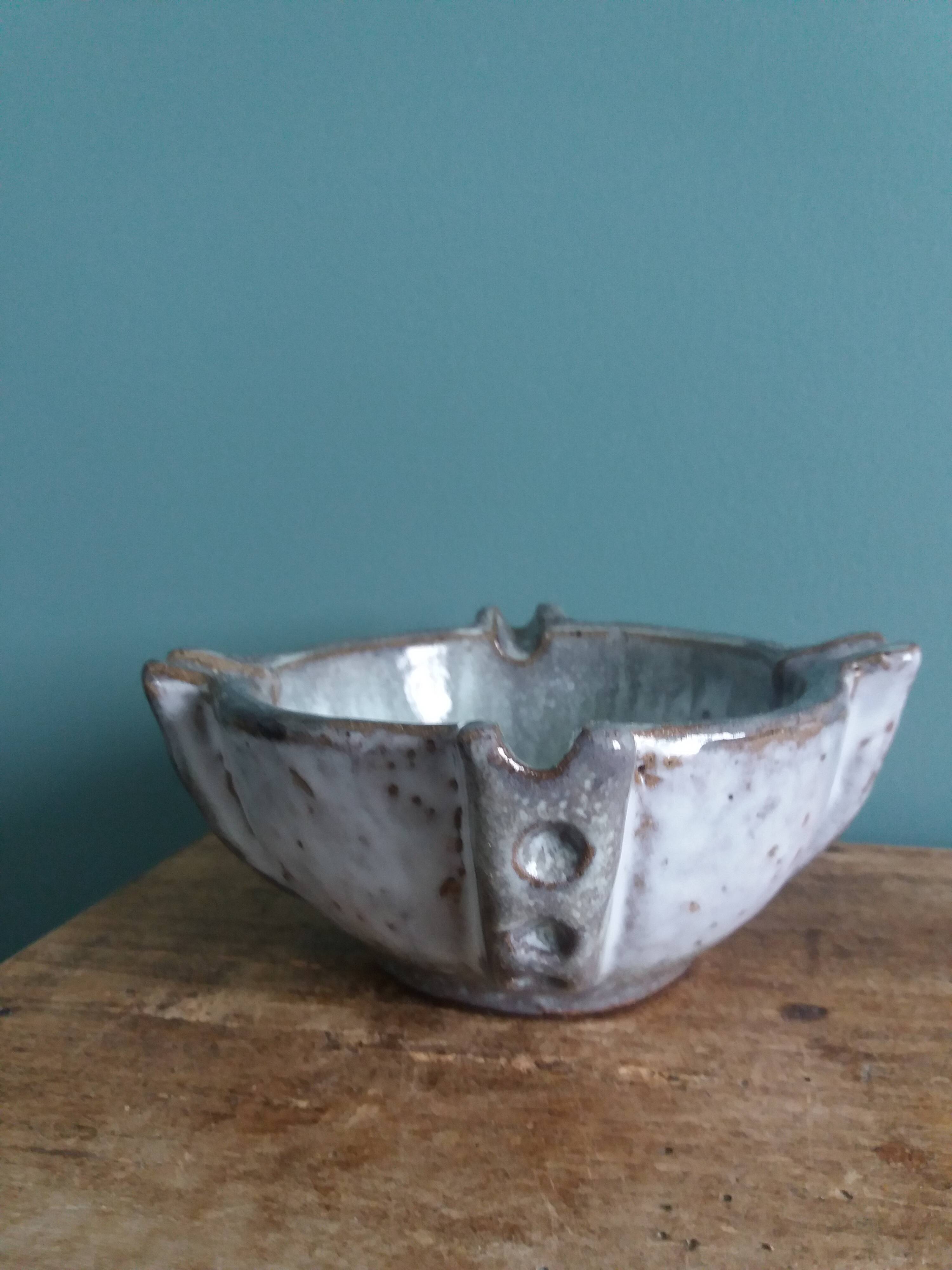 Mortar, ashtray, empty pocket, stoneware signed Les poteries de la Vallée Noire