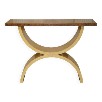 Console grande en noyer, satinwood et chêne par Andrew Varah