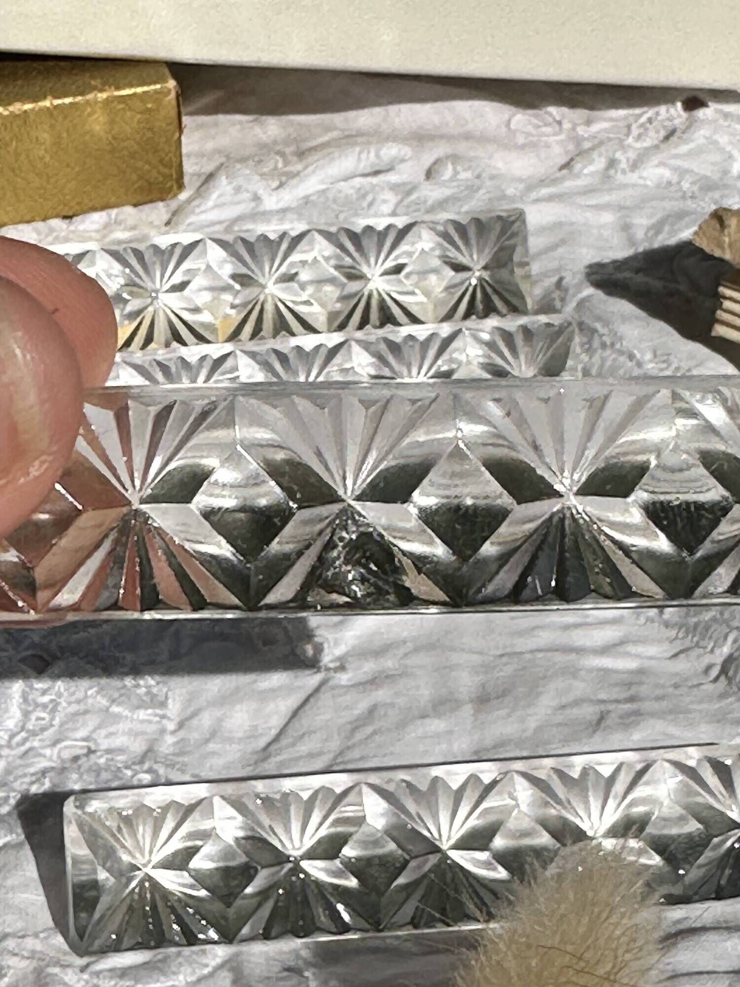 Set of 10 Vintage Cut Crystal Knife Rests // Tableware