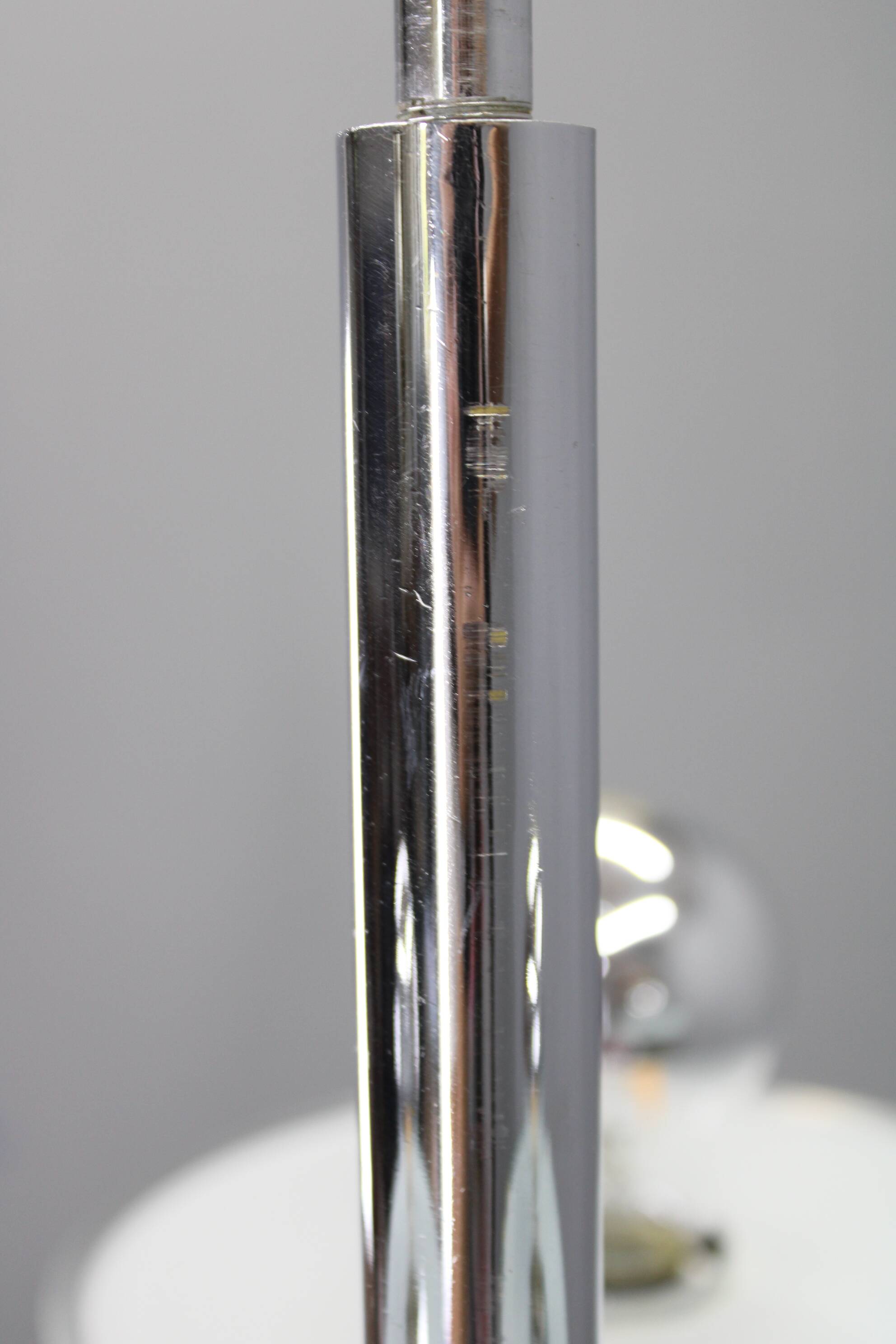 Art Deco chrome and sandblasted glass chandelier, Czechoslovakia, 1940s