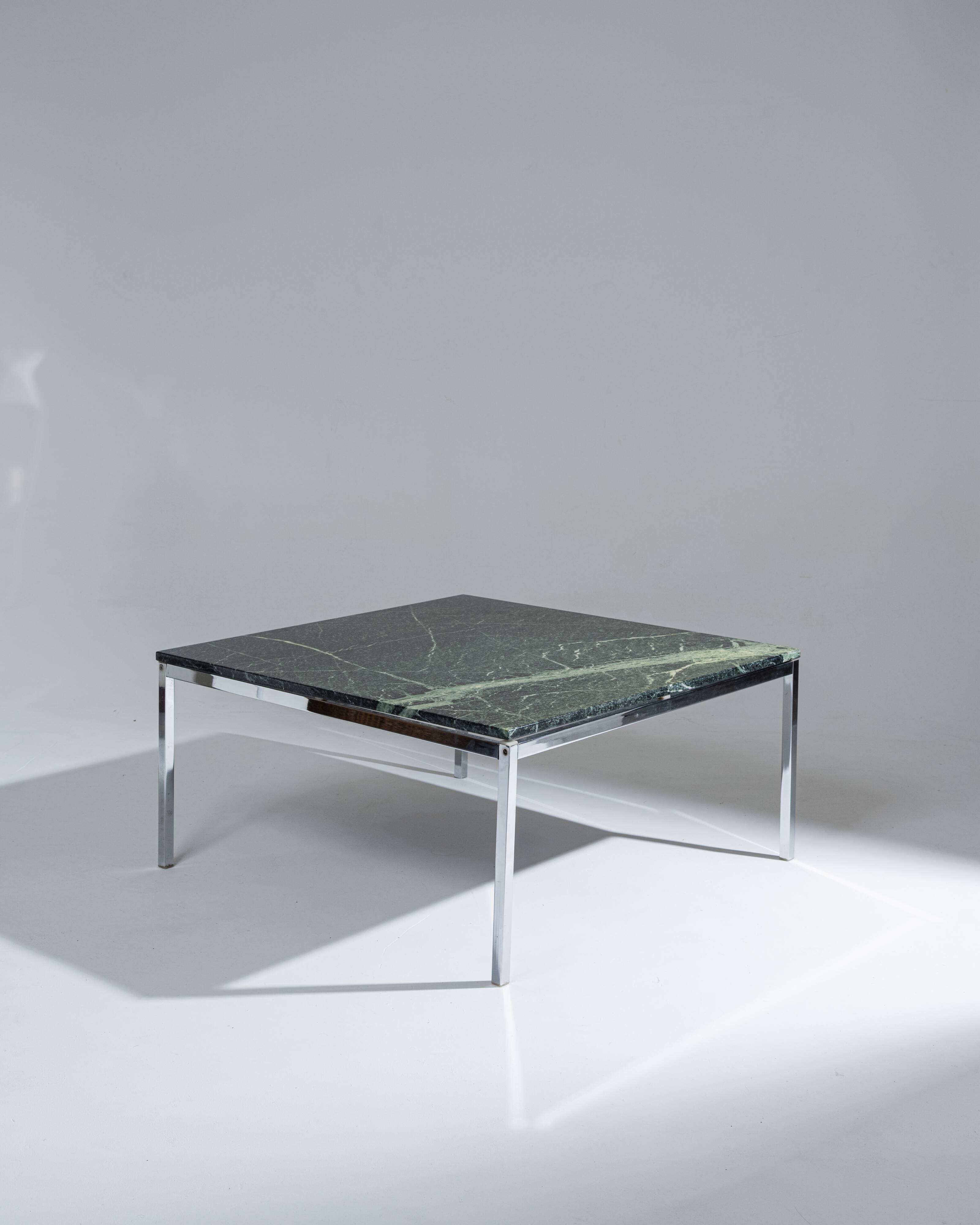 Square green marble coffee table, 1970s