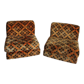 Pair of orange brown and black velvet heaters typical 70s