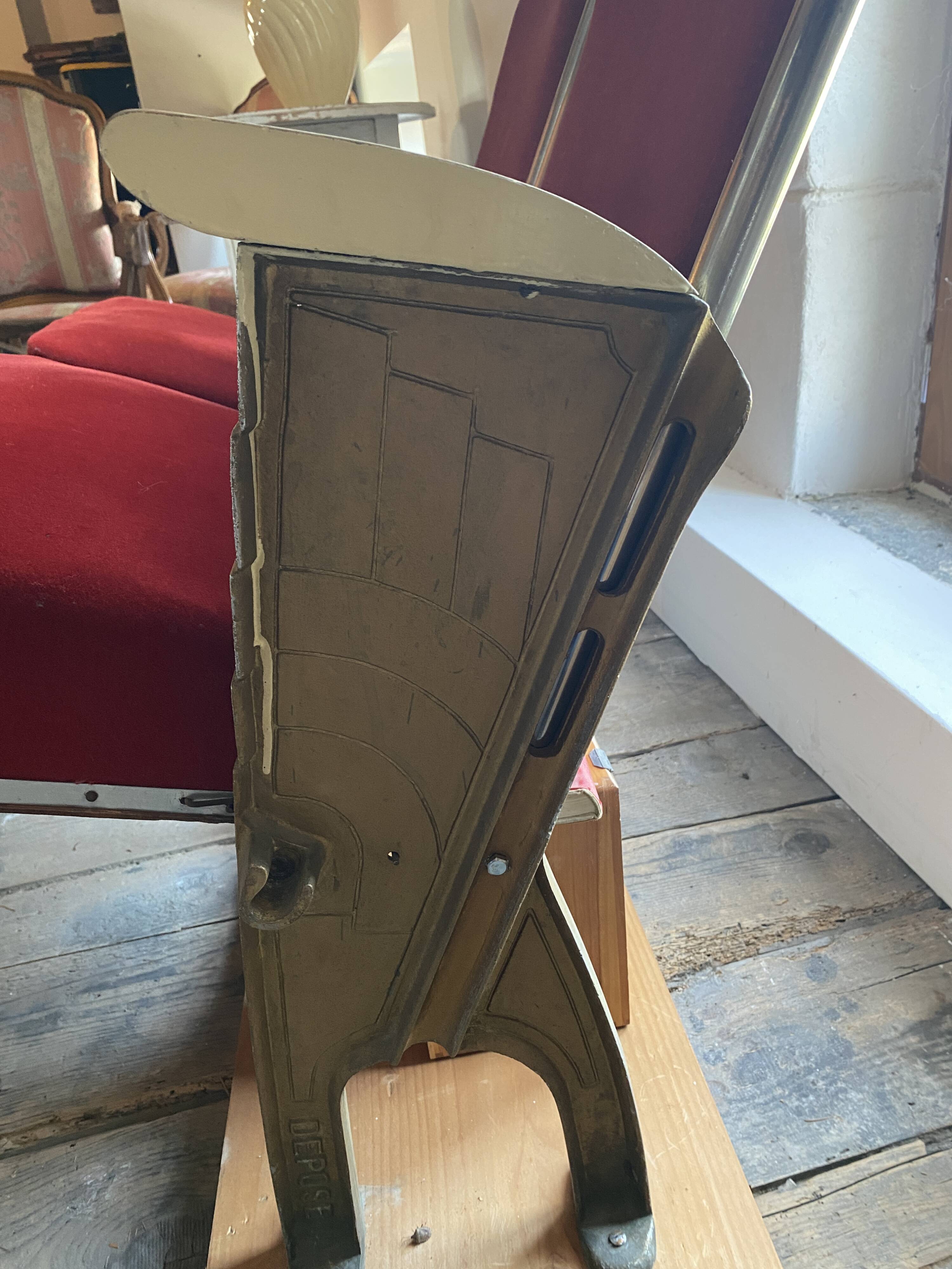 Burgundy velvet folding seat