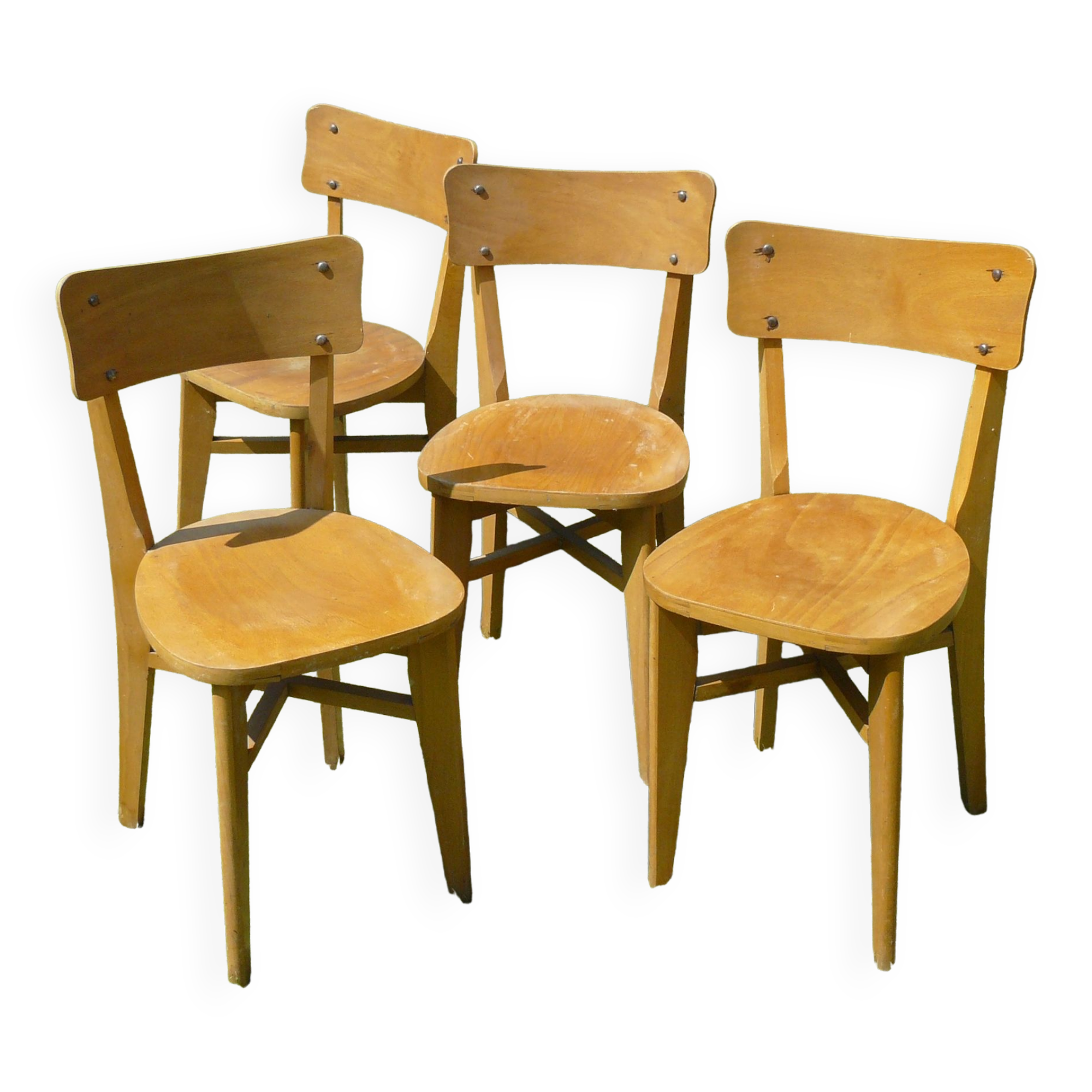 Série de 4 chaises bistrot vintage 1940