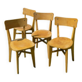 Series of 4 vintage bistro chairs 1940