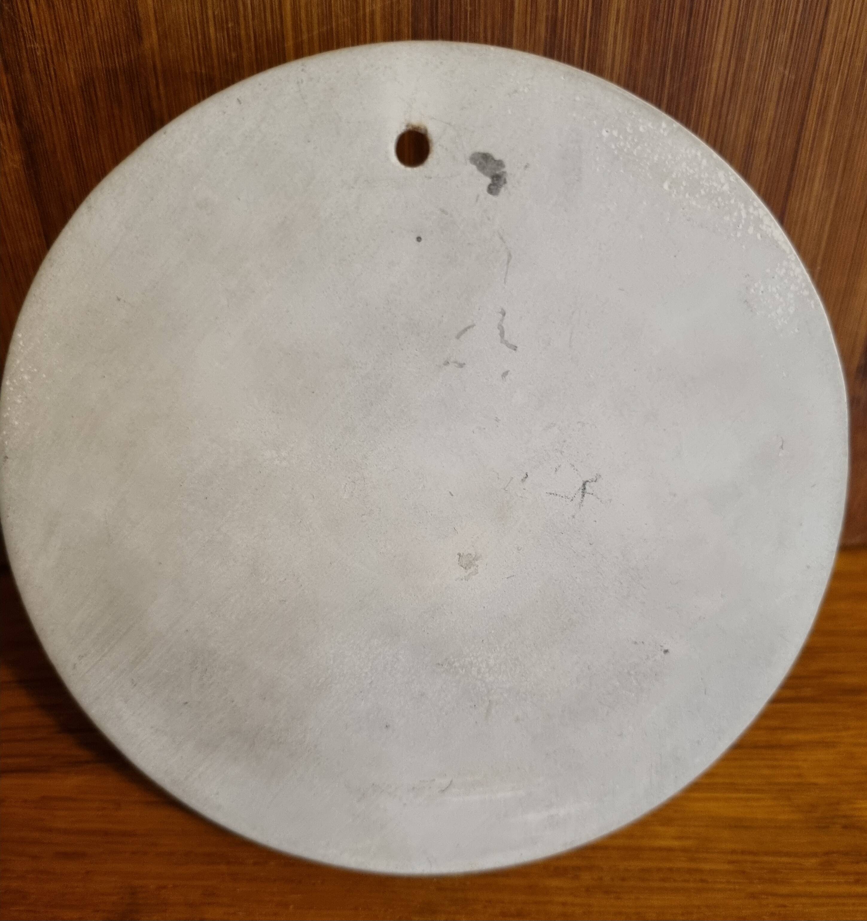 Antique earthenware holy water font from Desvres, 1950s
