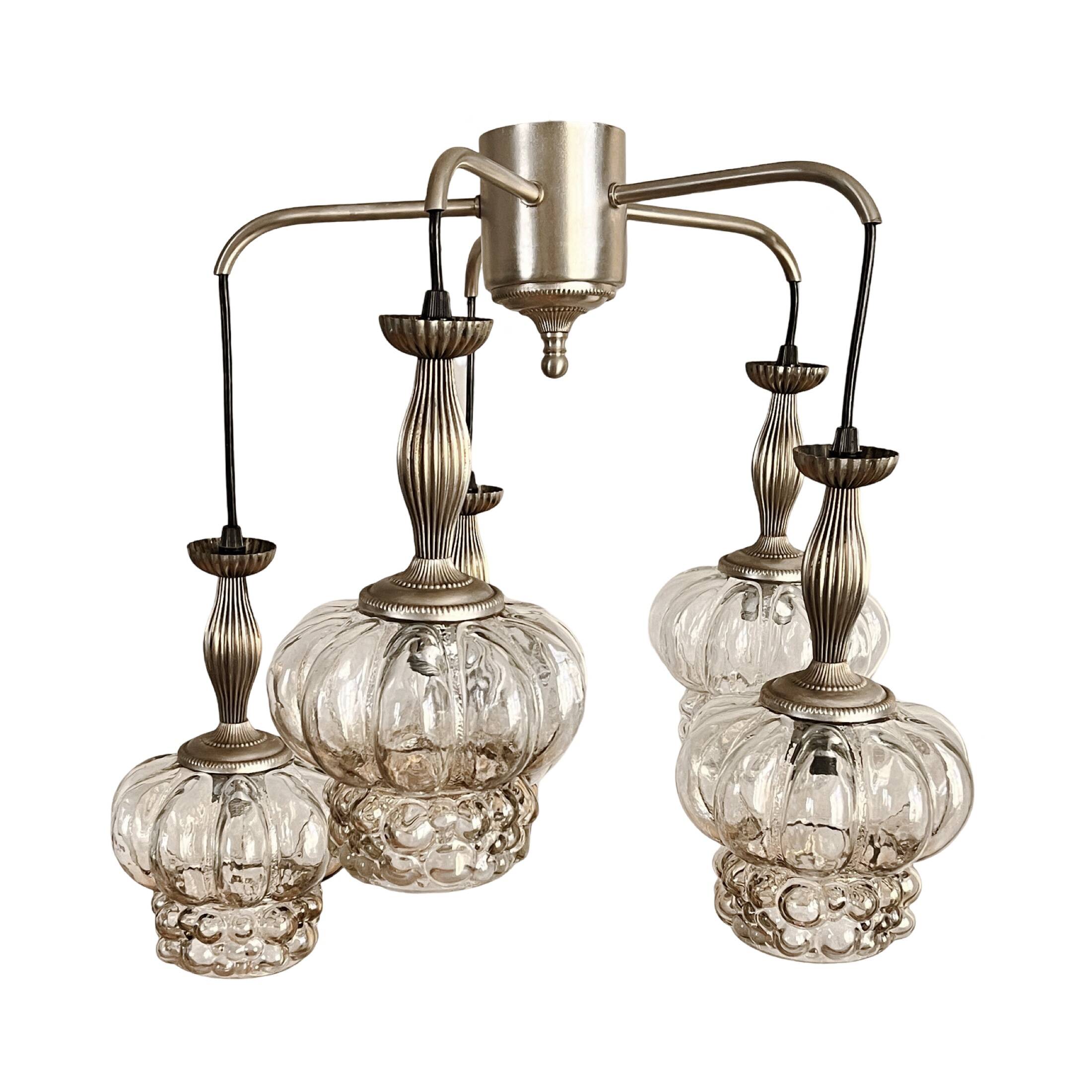 Mid-century modern cascade chandelier veb narva leuchten, germany, 1970s.