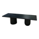 Rectangular coffee table in stained black wood with ball and cylindrical legs.
