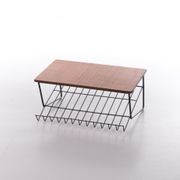 Vintage magazine rack made of metal and wood, 1960s