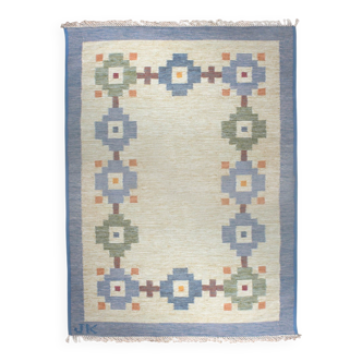 Karin Jönsson Swedish Mid-Century Geometric Wool Kilim 171x252cm