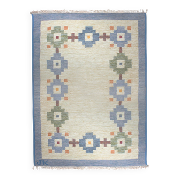 Karin Jönsson Swedish Mid-Century Geometric Wool Kilim 171x252cm