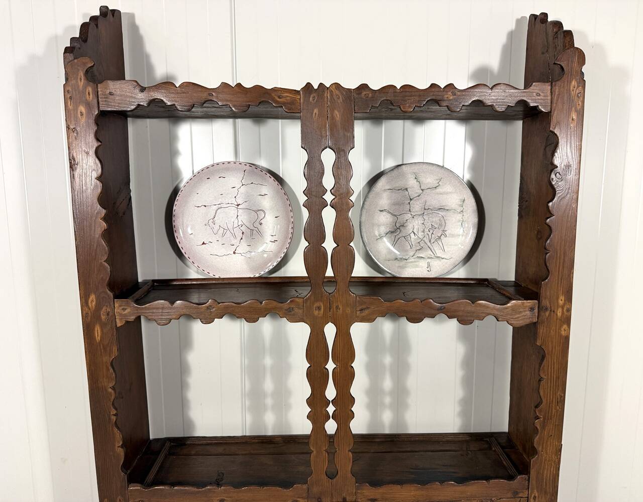 Antique rustic wall unit plate cabinet 1900