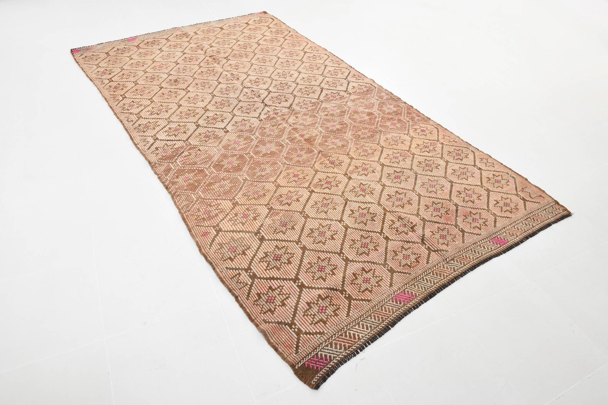5x10 Peach & Brown Persian Kilim Rug, 166x300Cm