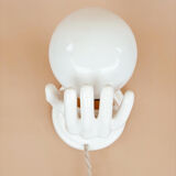 Hand-operated wall lamp in opaline globe ceramic
