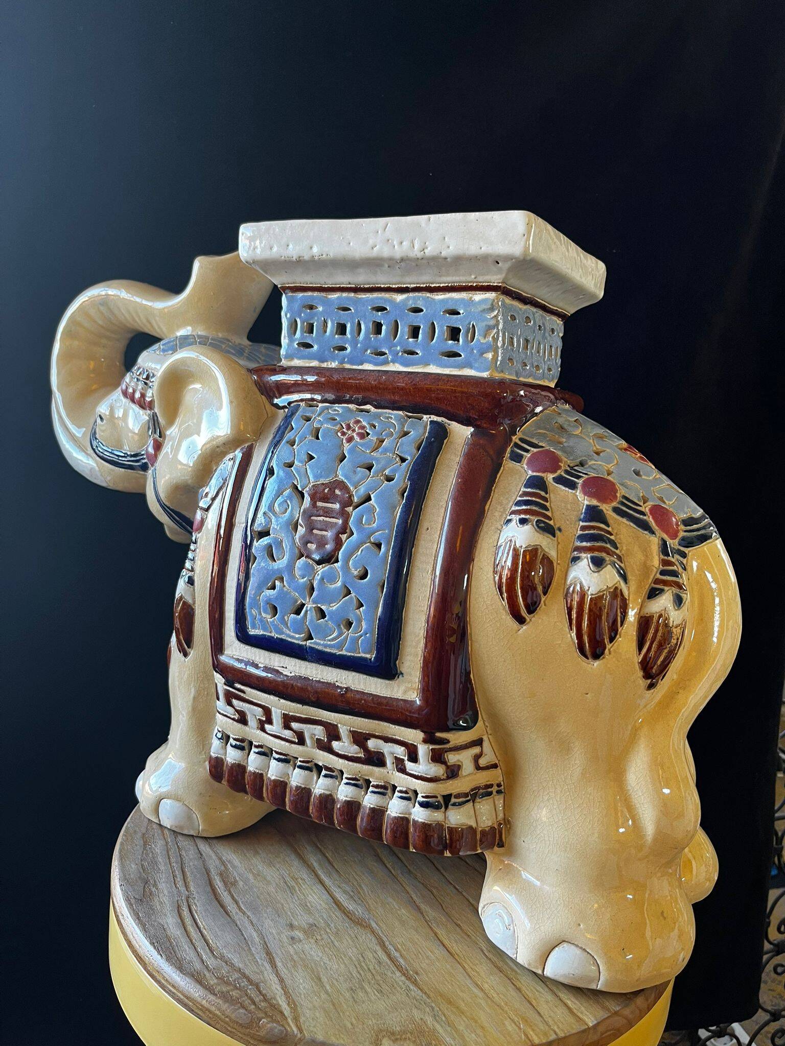 Elephant plant pot ceramic 1970s - xl - blue -