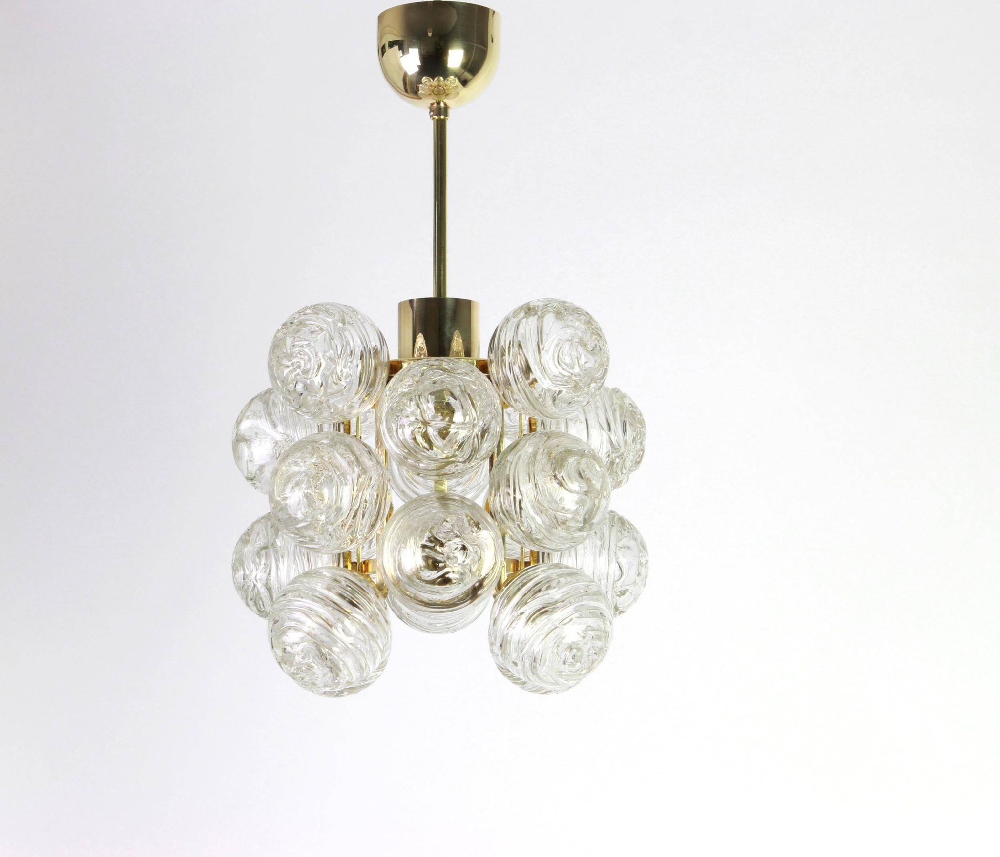 1 of 3 Small Spectacular Sputnik Suspension with Snowballs Doria, Germany, 1970s