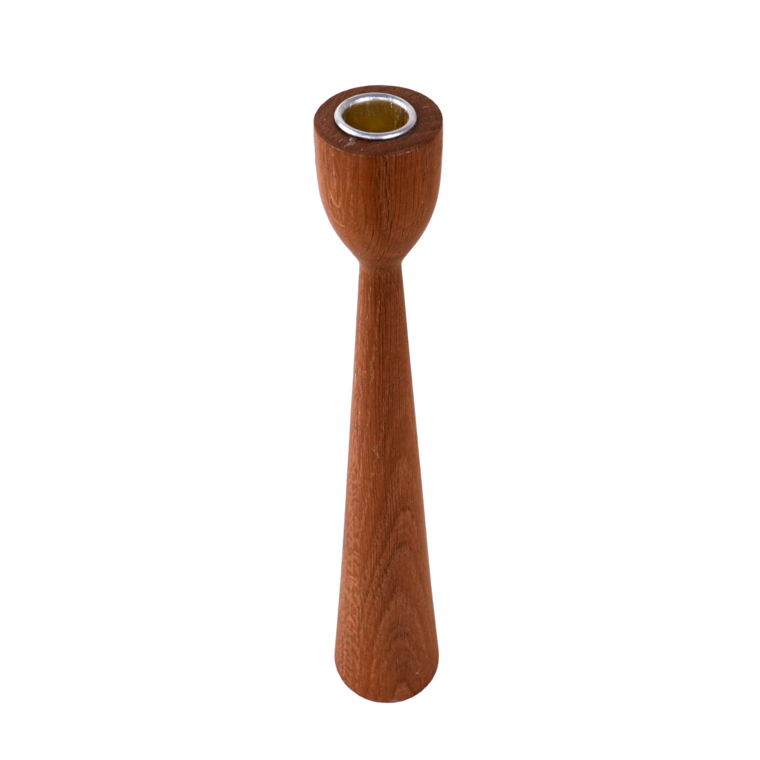 Teak candlestick, Danish design, 1970s, made in Denmark