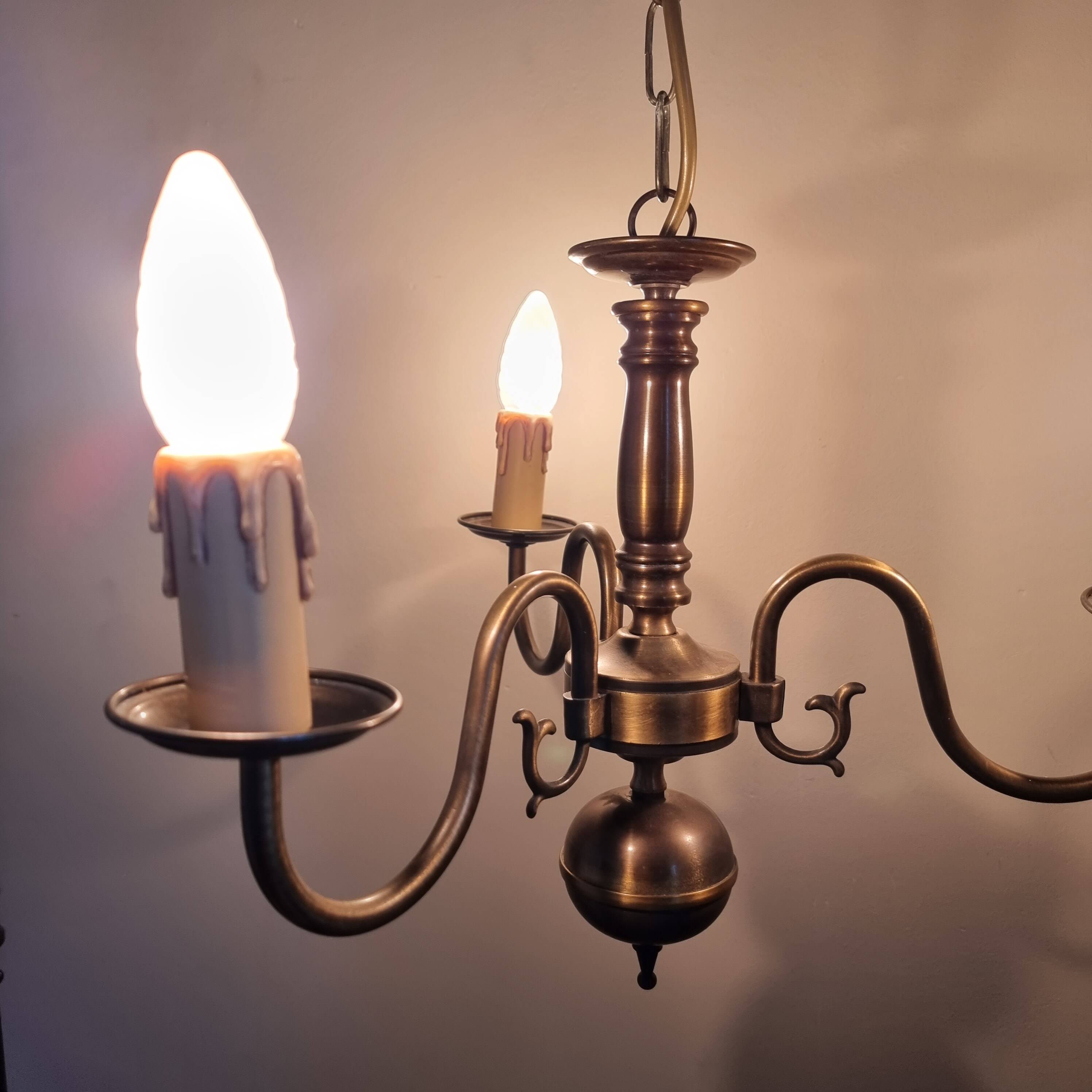 Classic Dutch style brass lamp in golden bronze color