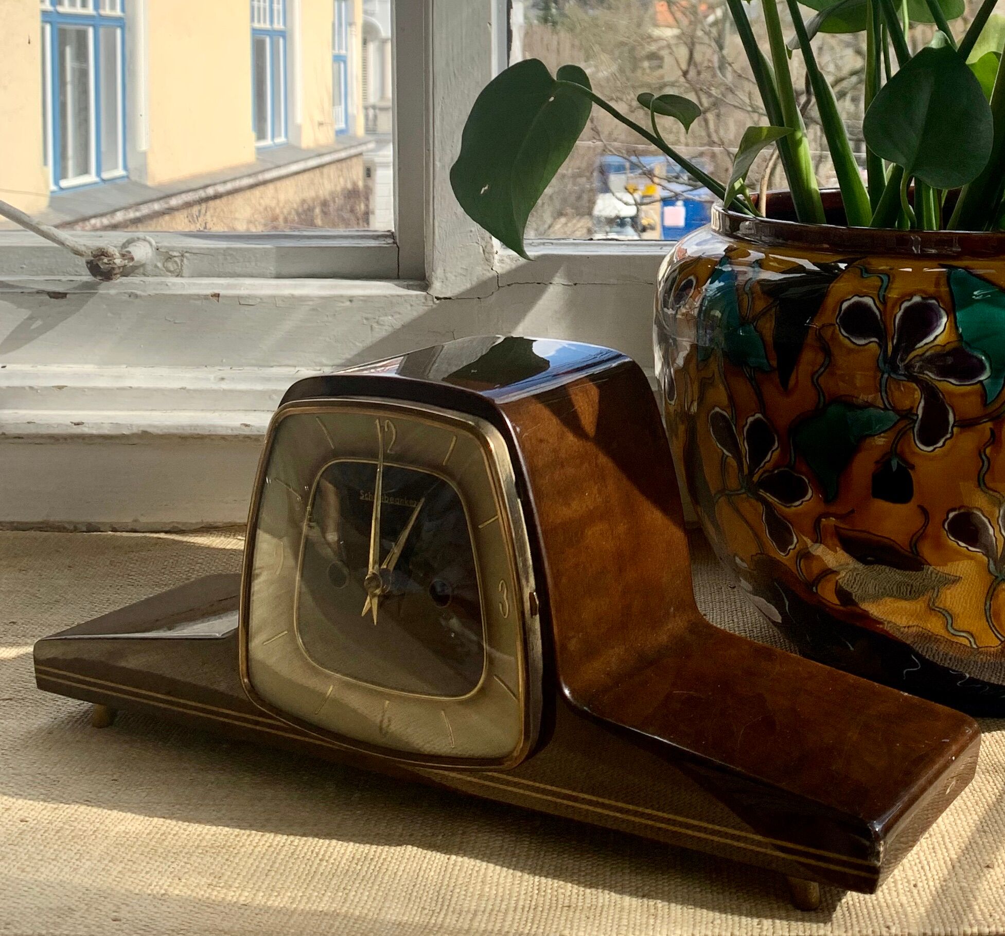 Art Deco Style Mantel Clock Schwebeanker,  Germany 1960s