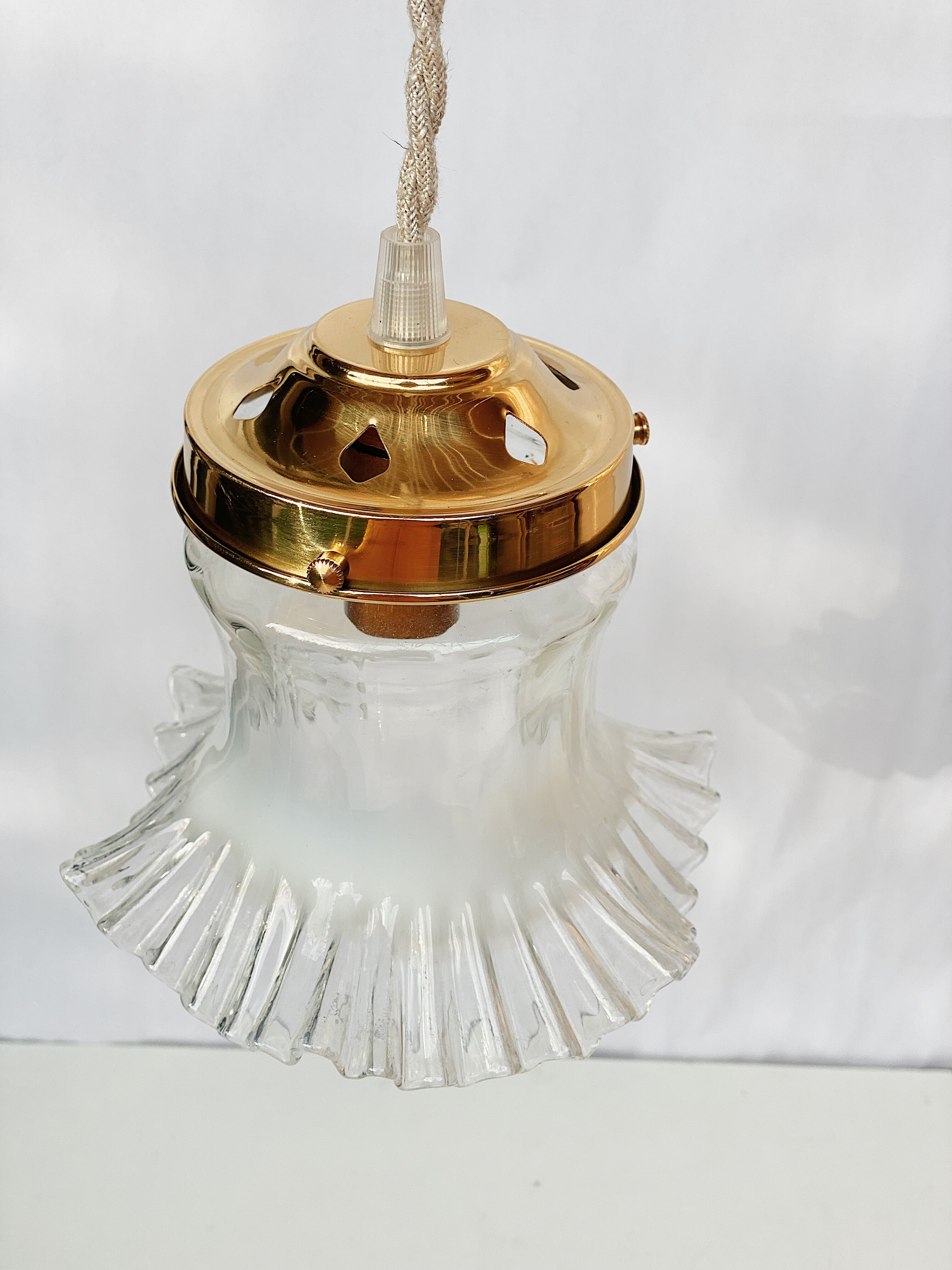 Opaline glass globe walking lamp with petticoat