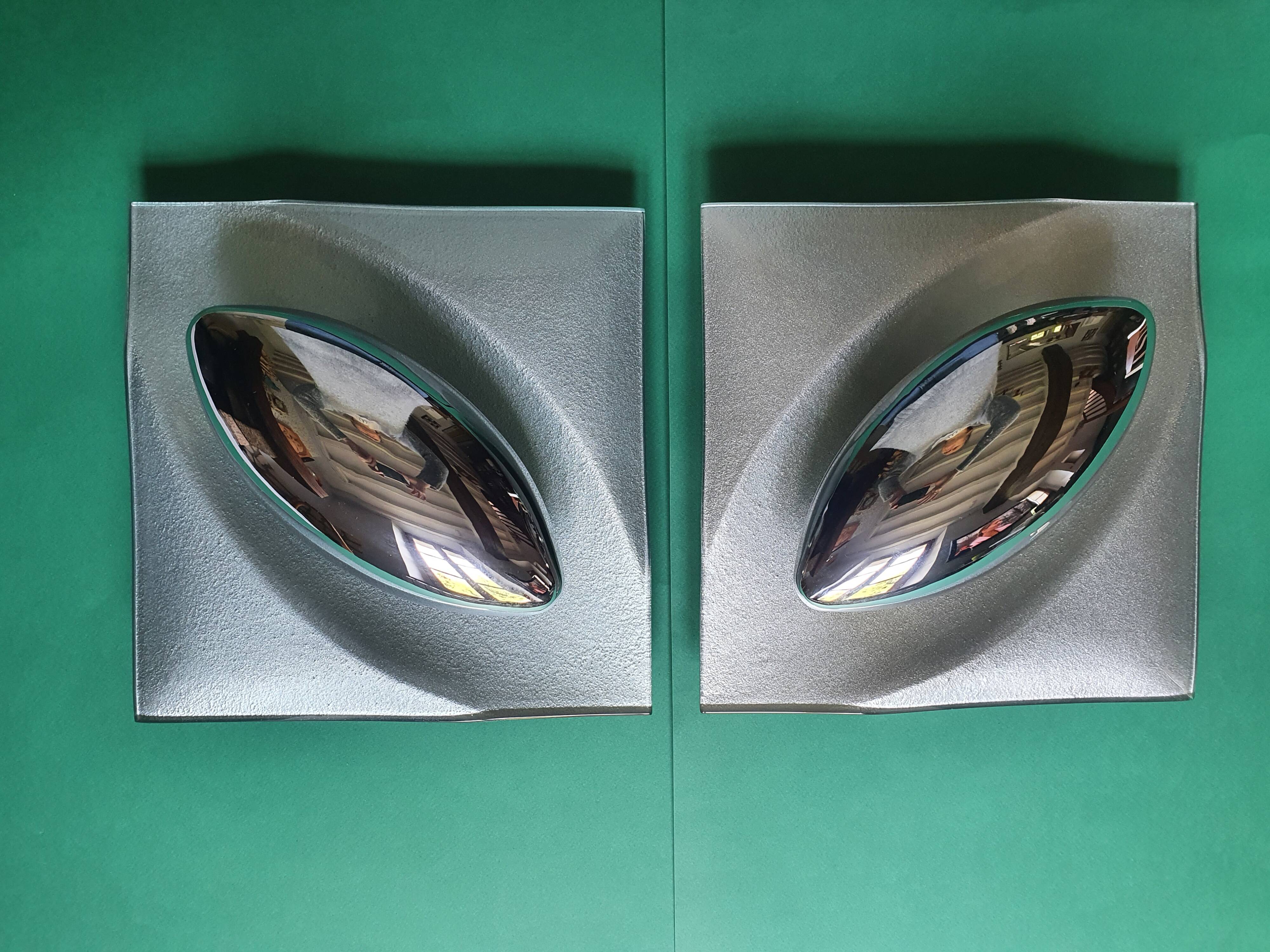 Pair of futuristic UFO wall lights