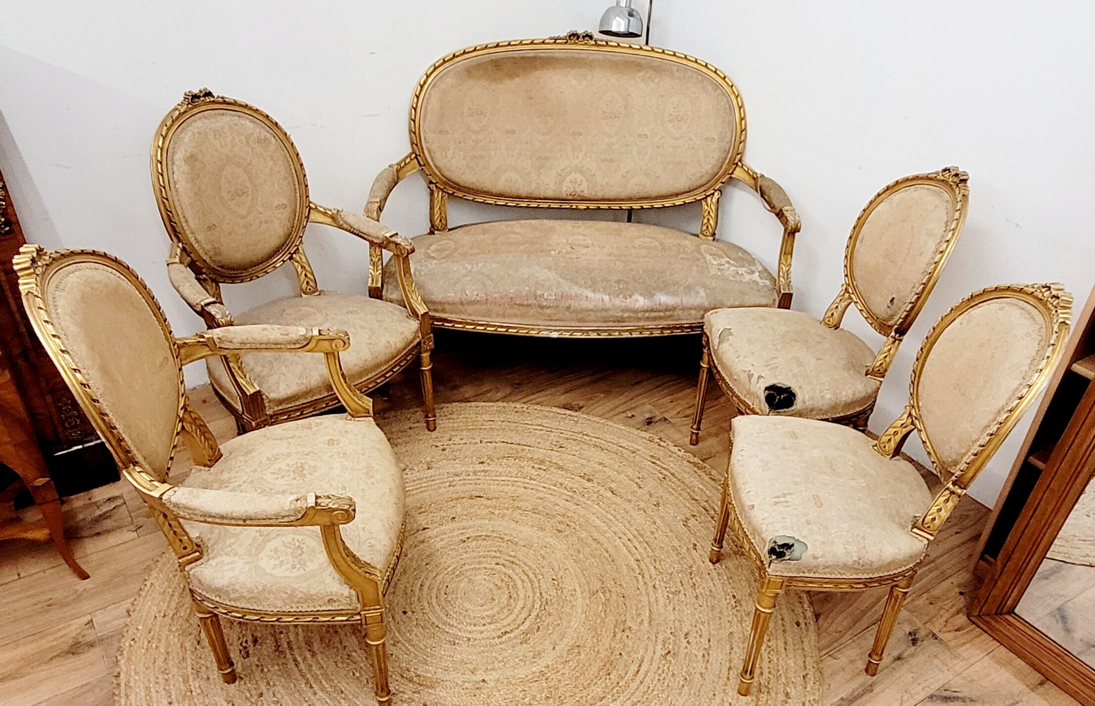 Louis XVI style living room in gilded wood