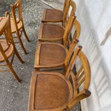 Set of 6 varnished bistro chairs