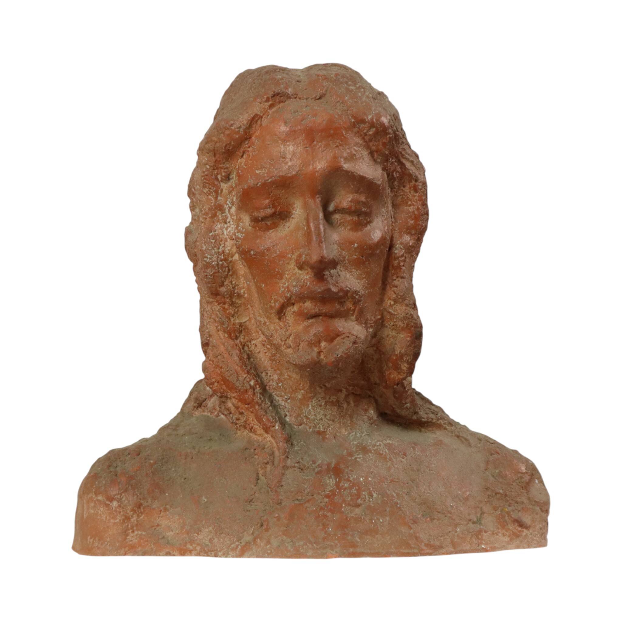 Old Abstract Terracotta Bust of Christ Life Size