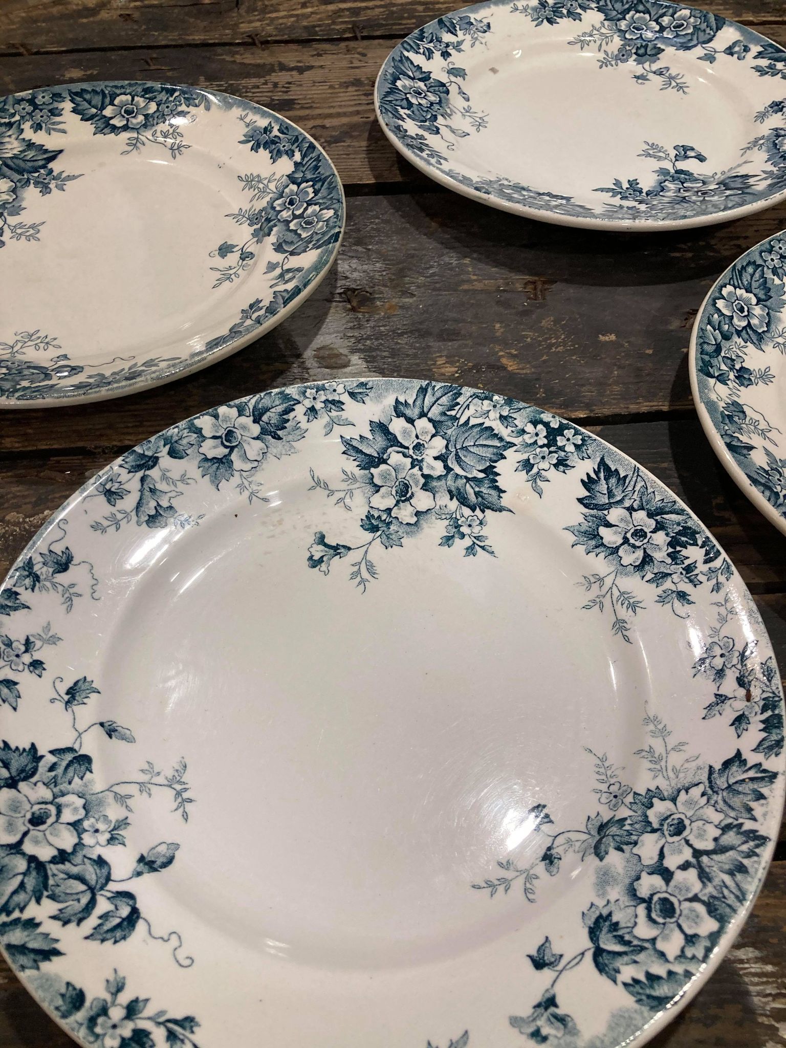 Lot of 6 plates in Terre de Fer Saint Amand - Marie-Louise model hamage