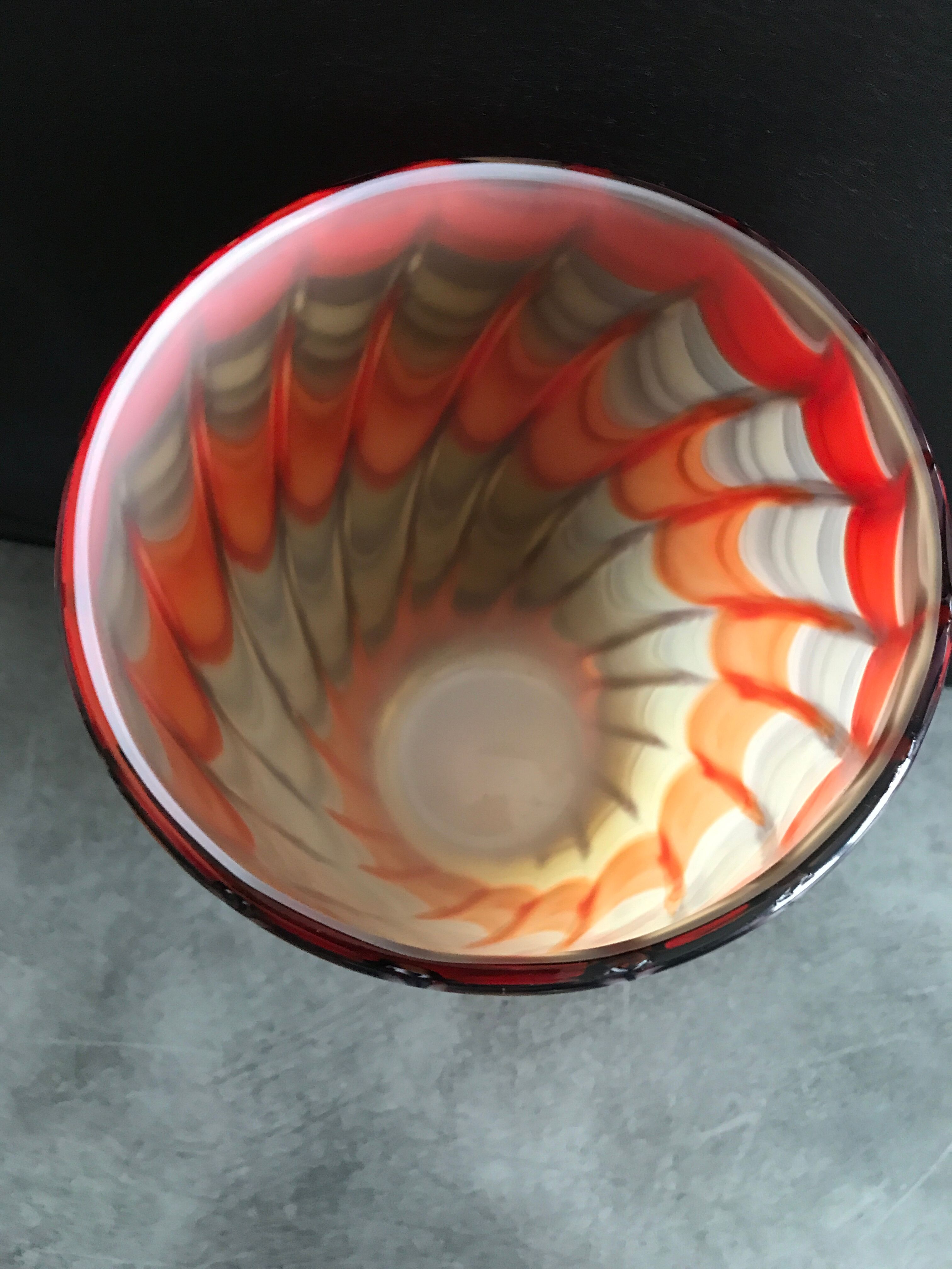 Vase in art verrerie blown glass polychrome mouth 24.5 cm