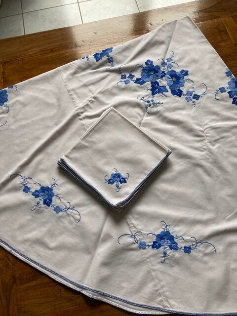 Embroidered tablecloth and towels